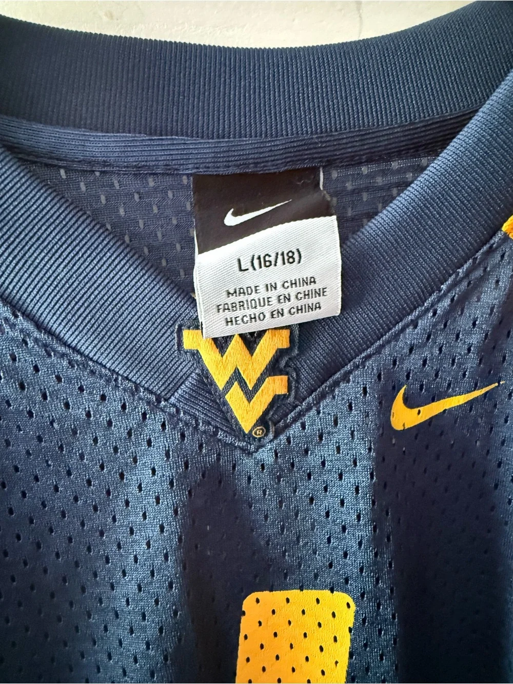 Nike Kid’s WVU Mountaineers Navy and Gold Football Jersey